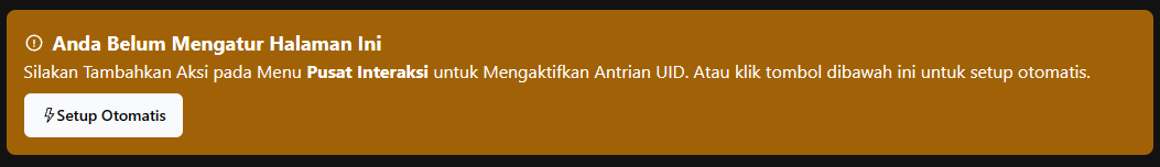 Tombol Setup Otomatis di menu Antrian UID
